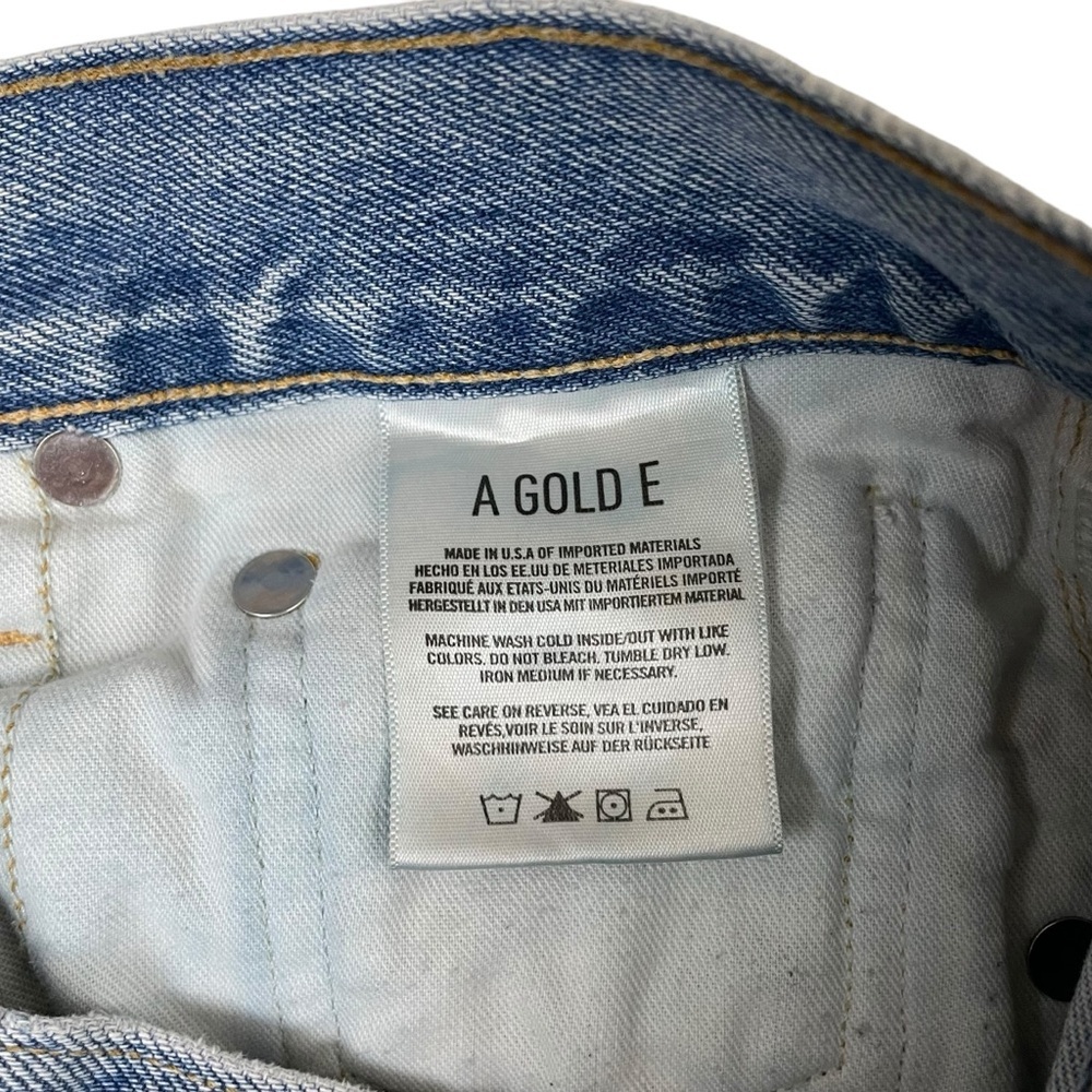 Agolde 90s Mid Rise Loose Fit Straight Distressed‎ Blown Out Knee Jeans Sz 25 - Picture 11 of 16